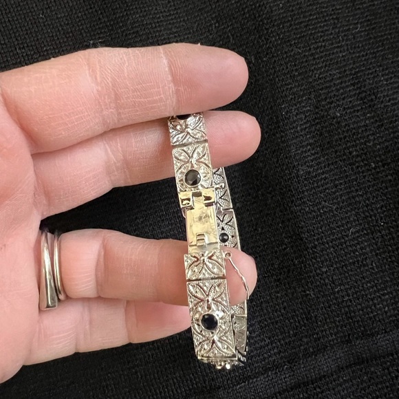 Silver filigree and onyx bracelet - Picture 2 of 6